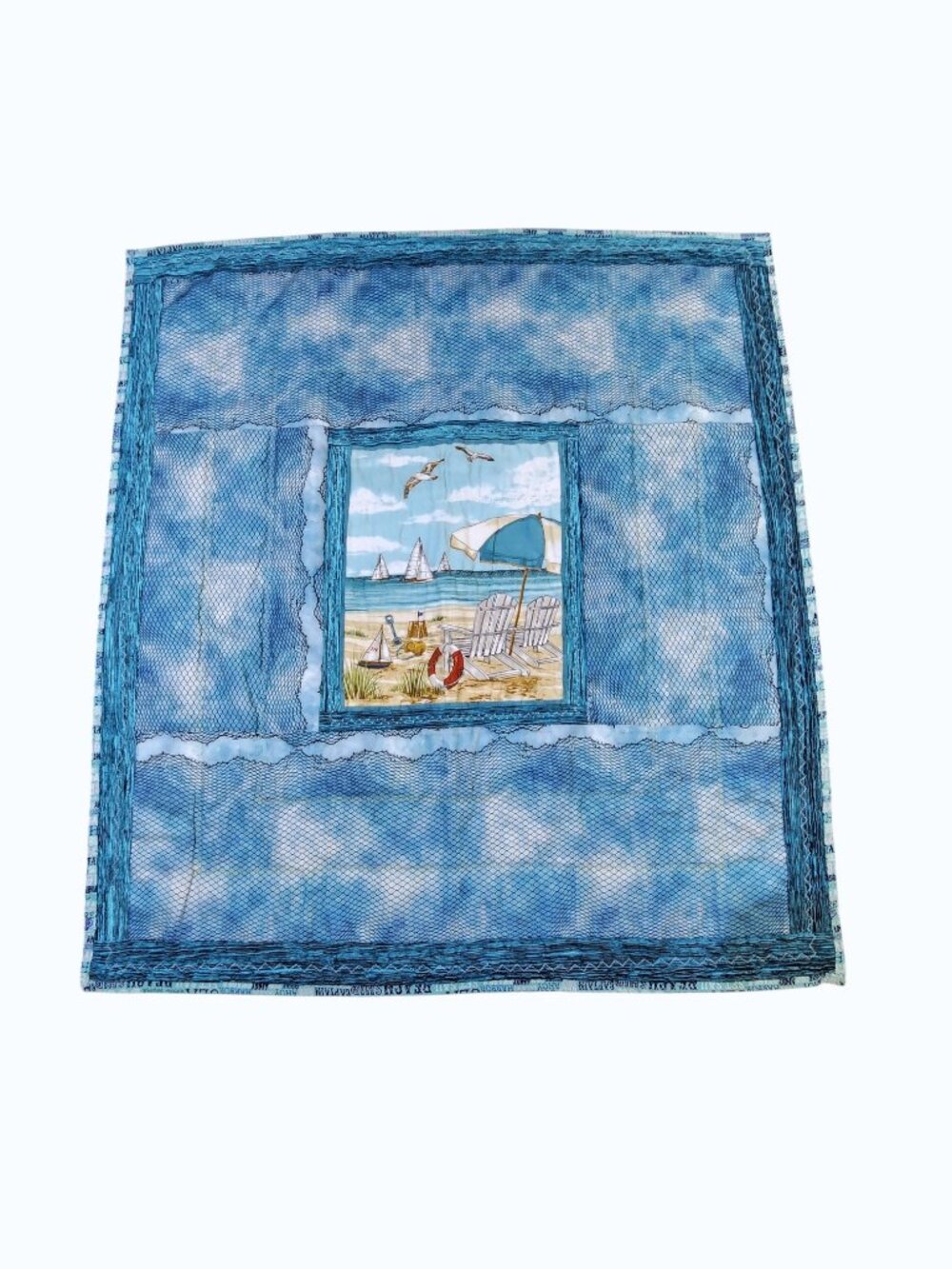 Coastal Beach Quilt Panel Cotton Fabric 32x35 Coastal Sanctuary Cottage Vacation